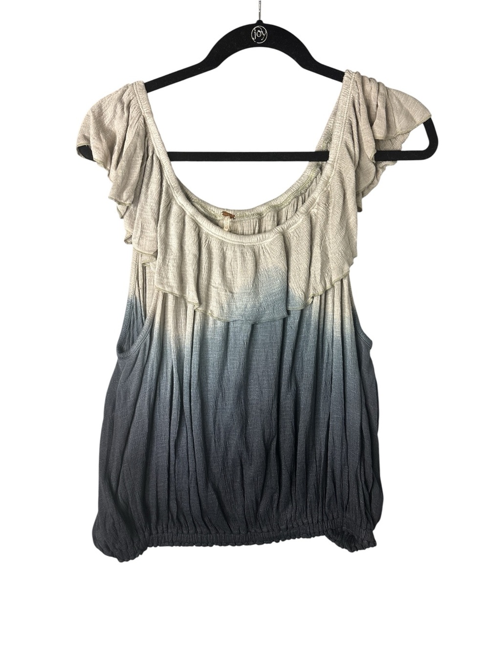 Free People Ombre Ruffle Tank Top in Cream and Gray